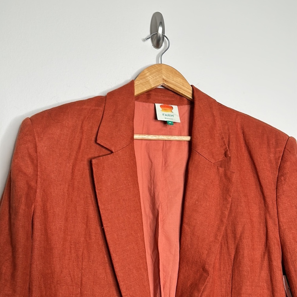 FARM Rio Rust Orange Linen Blazer - Picture 5 of 12